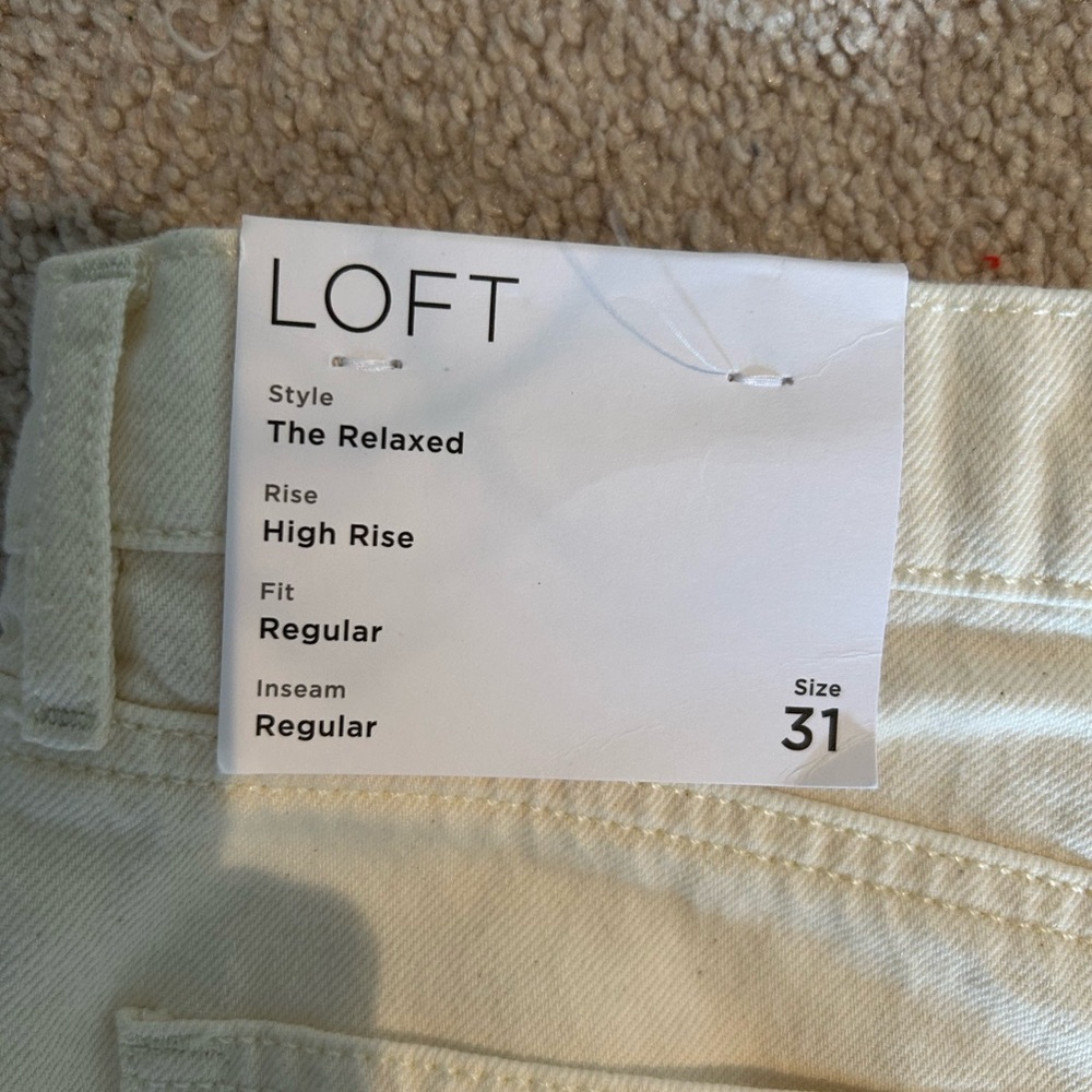 LOFT High Rise Relaxed Pants in Cream - Picture 3 of 5